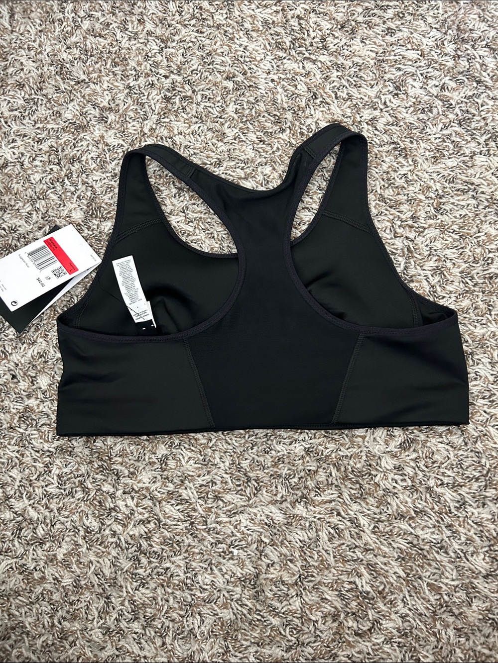 Nike Black Racerback Sports Bra with White Swoosh - Picture 5 of 8